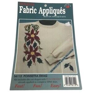 Poinsettia Swag Fabric Applique Iron On 56112 Die Cut Shapes Holiday Craft NEW